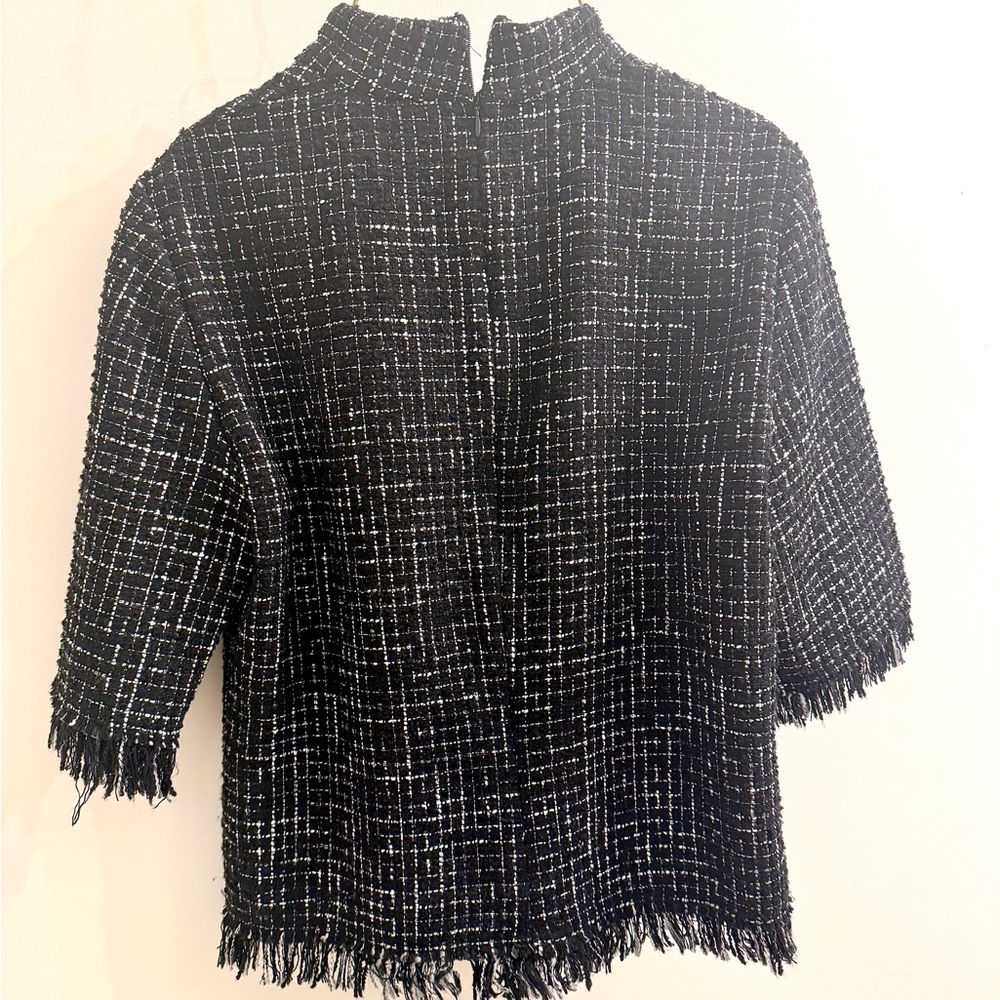 Chic Black and White Tweed Top